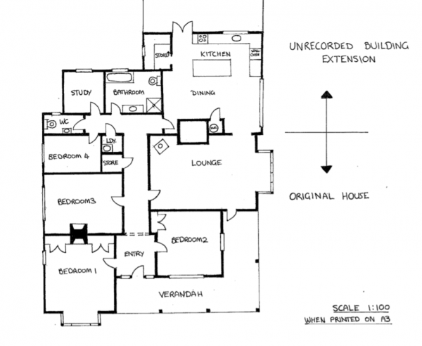 Floor plan for unpermitted building work